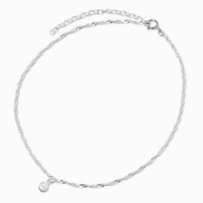 C LUXE by Claire&#39;s Sterling Silver Twisted Chain Anklet,