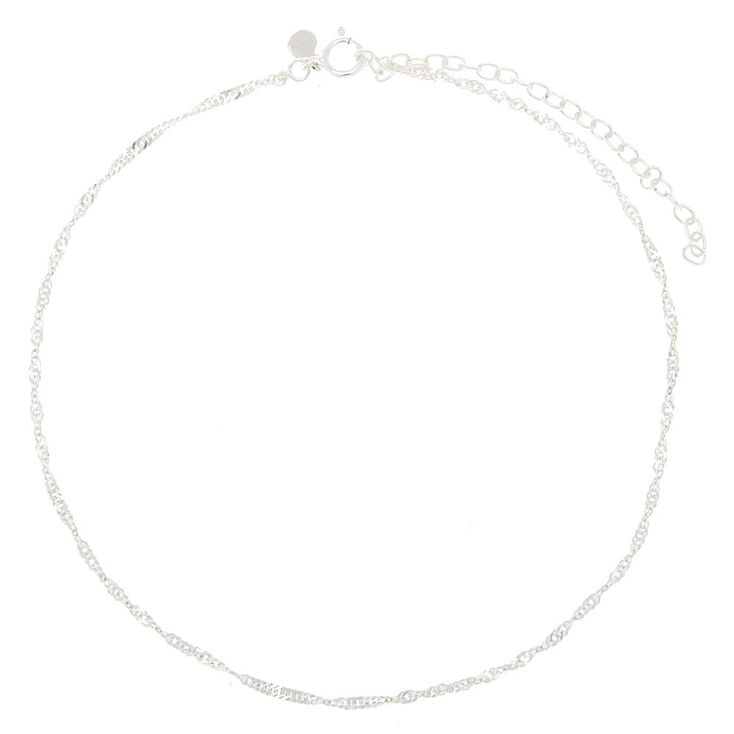 C LUXE by Claire&#39;s Sterling Silver Twisted Chain Anklet,
