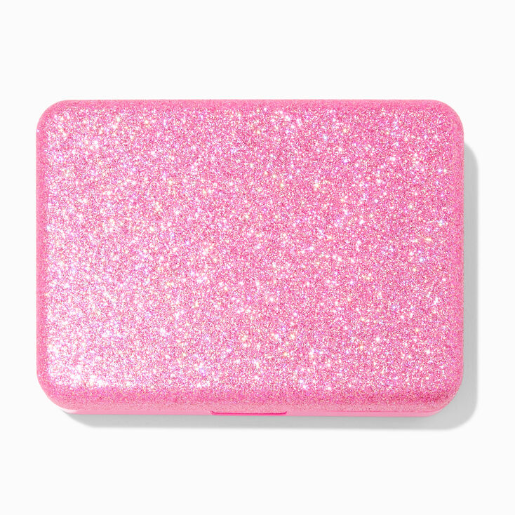 Palette compacte de maquillage paillet&eacute;e rose,