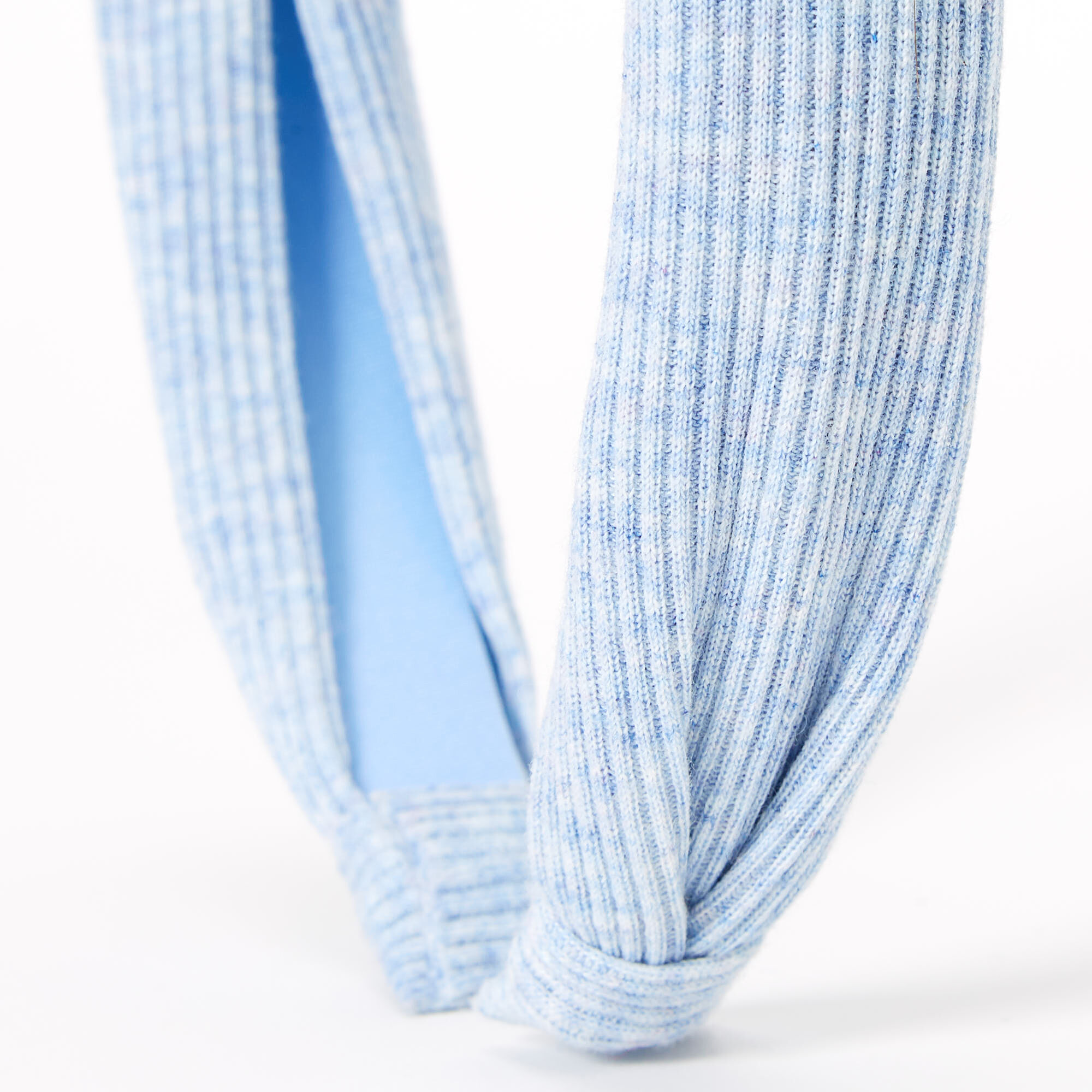 Ribbed Knotted Headband - Light Blue,