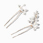 White Flower &amp; Pearl Spray Hair Pins - 2 Pack,