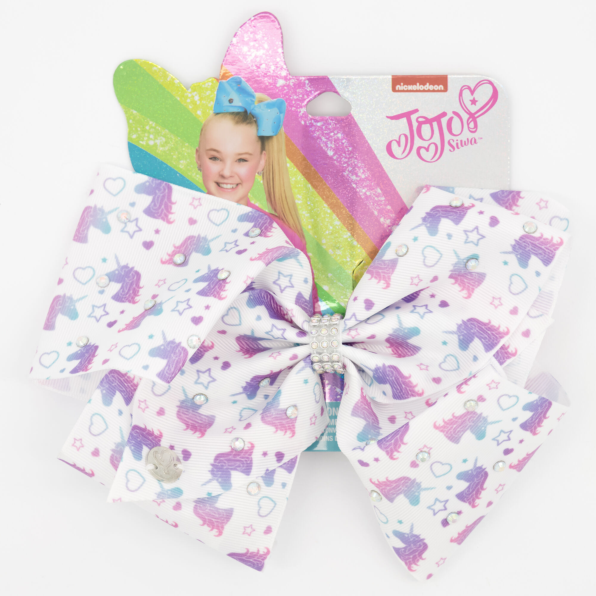Claire's Nœud pour cheveux imprimé licorne JoJo Siwa™ - Blanc
