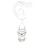 Pendantes turquoise style western avec plume couleur argent&eacute; 8&nbsp;cm,