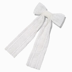 White Lace Hair Bow Clip,