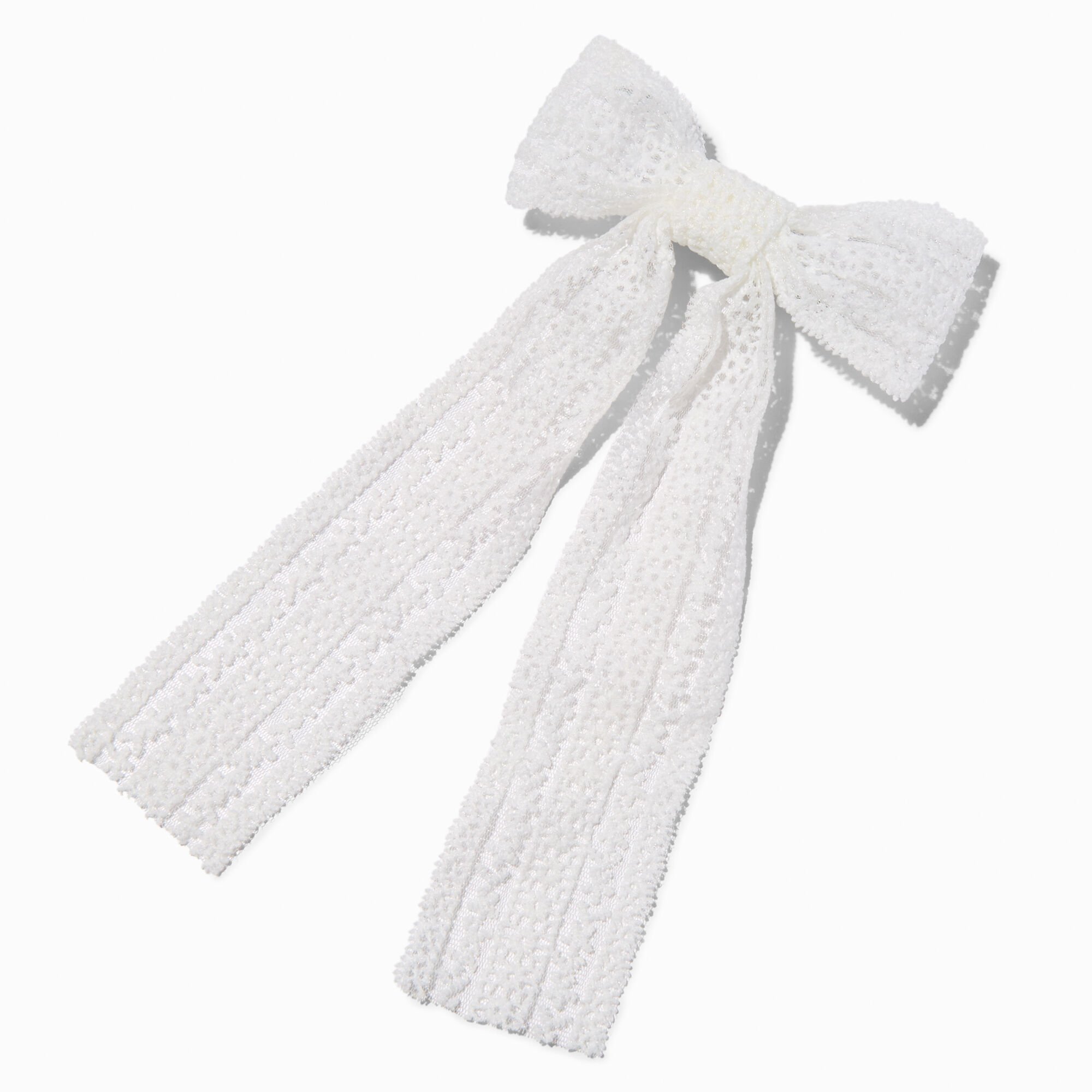 View Claires Lacy Bow Hair Clip White information