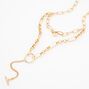 Gold Circle Bar Multi Strand Chain Necklace,