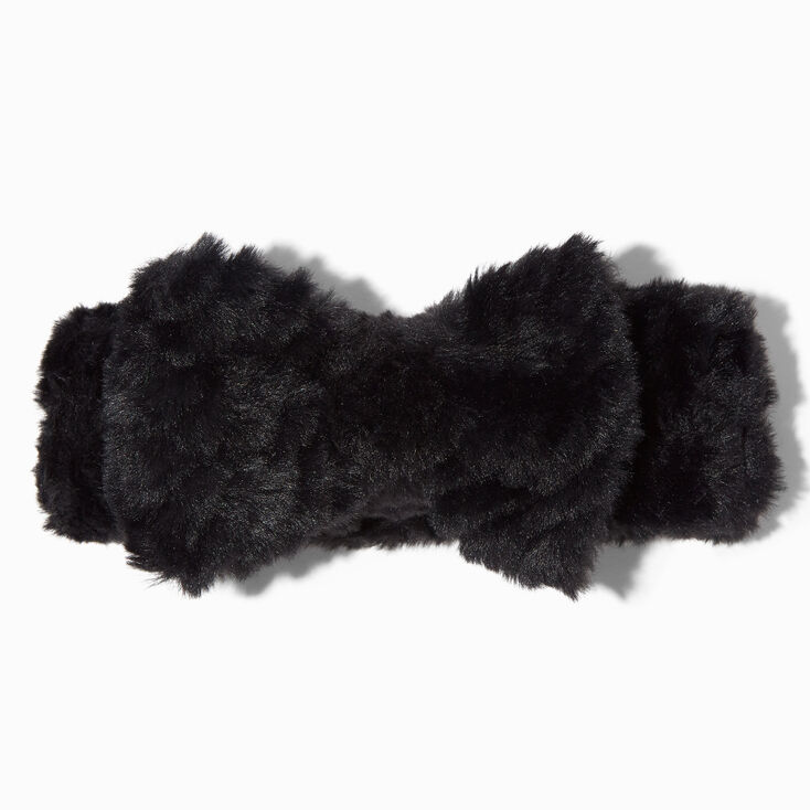 Black Furry Makeup Bow Headwrap,