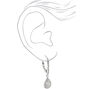 Silver 2.5&quot; Cubic Zirconia Teardrop Lever Drop Earrings,