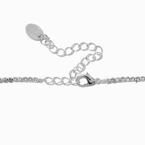 Silver-tone Rhinestone Heart Pendant Choker Necklace ,