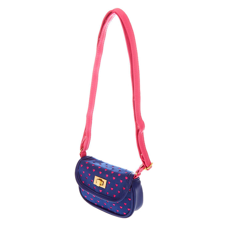 Claire's Sac à bandoulière cœurs Club Claire's - Bleu marine
