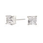 Silver-tone Cubic Zirconia 6mm Square Stud Earrings,