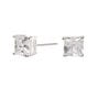 Silver Cubic Zirconia 6MM Square Stud Earrings,