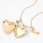 Gold Glitter Heart Locket Pendant Necklace,