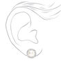 Silver-tone Embellished Halo Pearl Clip-On Earrings,