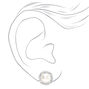 Silver Embellished Halo Pearl Clip-On Earrings,