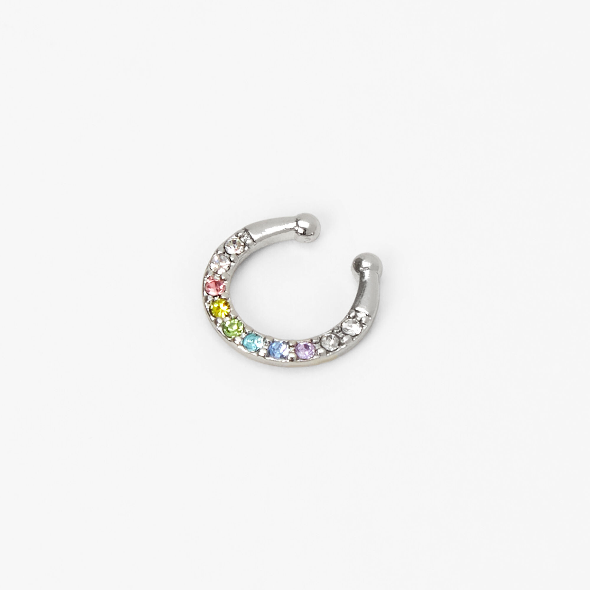 Rainbow Crystal Faux Septum Nose Ring Claire s US