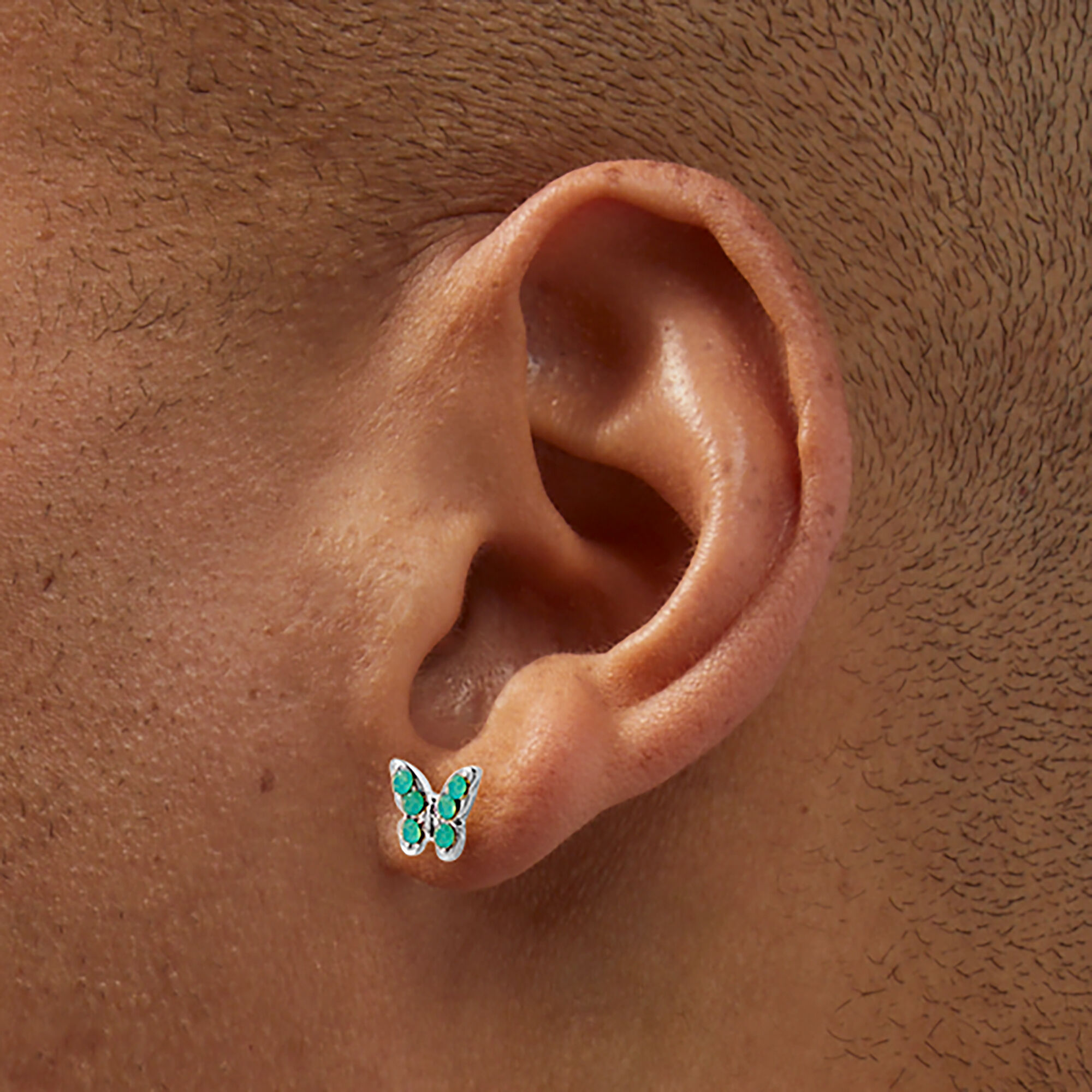 Crystal Coloured Butterfly Stud Earrings - 9 Pack,