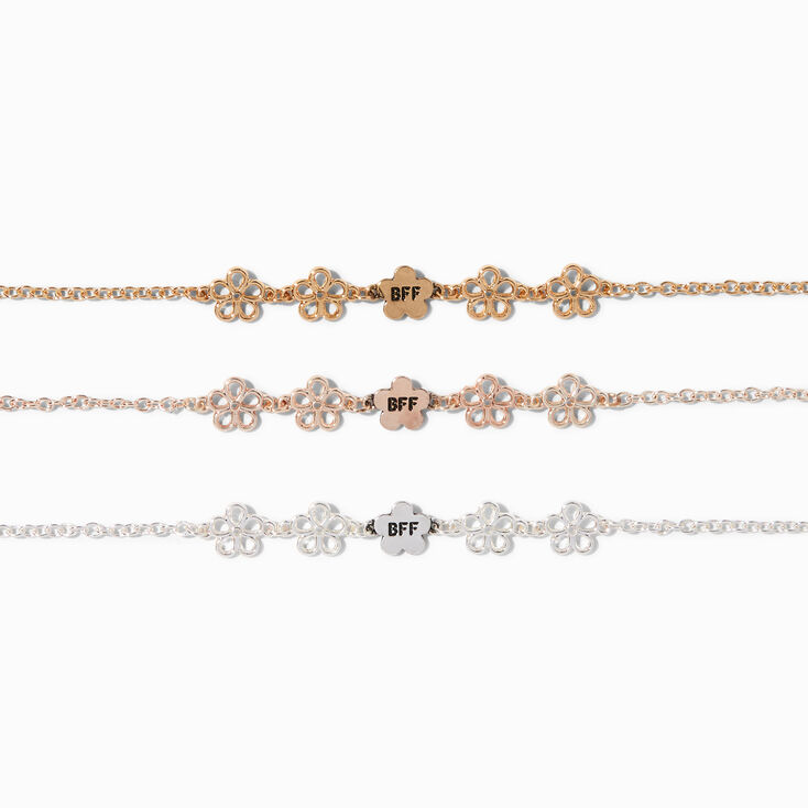 Best Friends Mixed Metal Daisy Bracelets - 3 Pack,