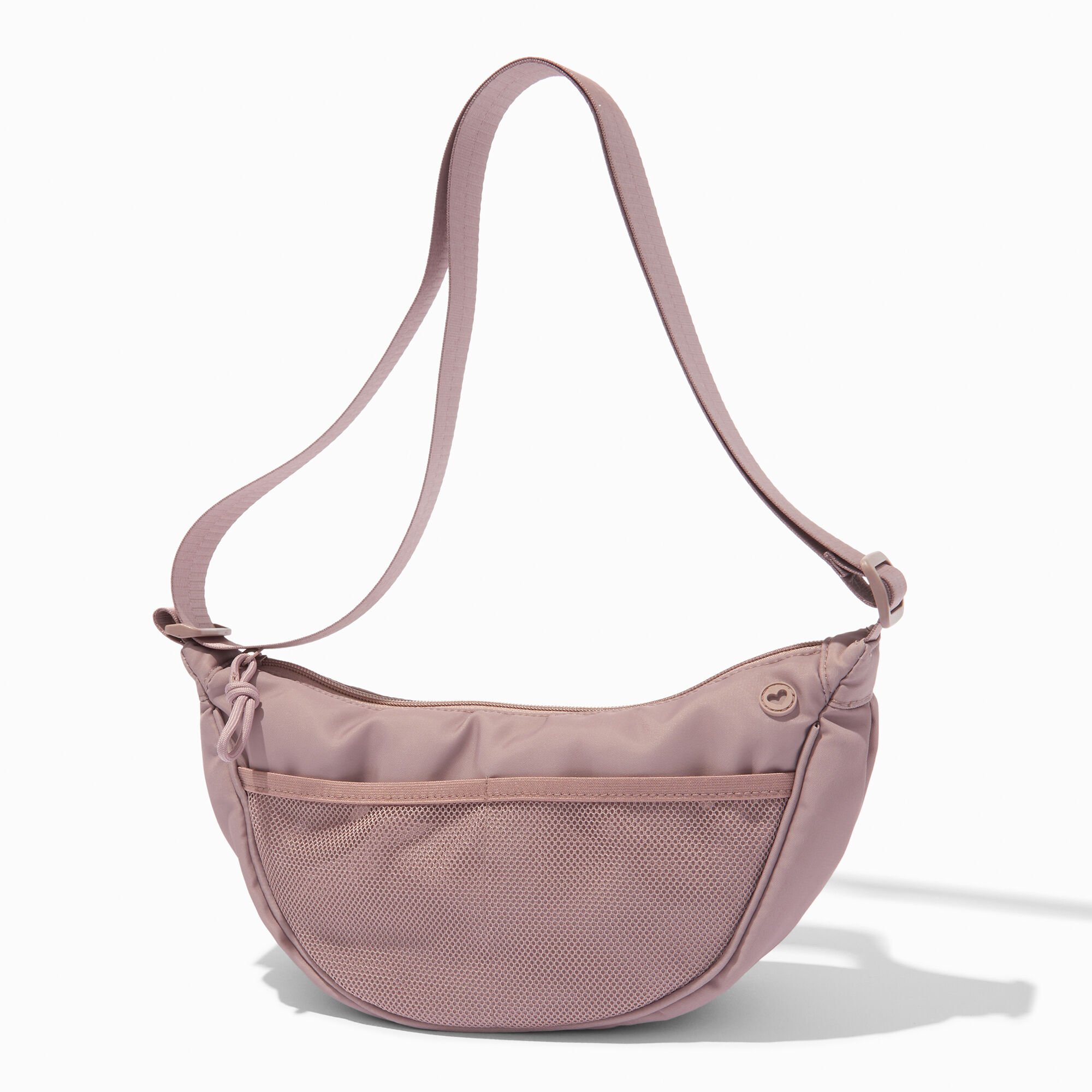 Mauve Nylon Puffy Sling Bag,