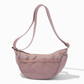 Mauve Nylon Puffy Sling Bag,