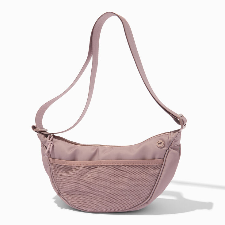 Mauve Nylon Puffy Sling Bag,