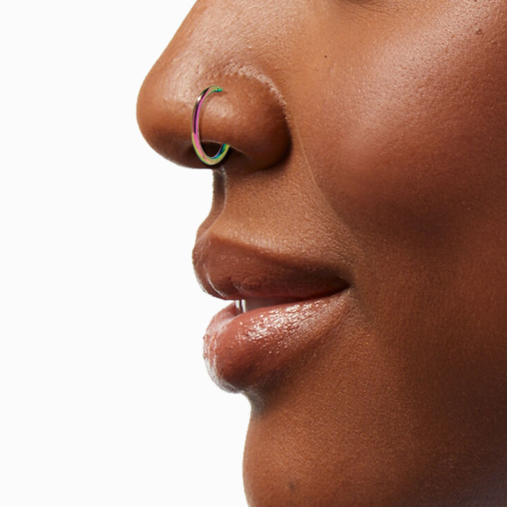 Titanium 18G Rainbow Anodized Mixed Nose Hoops - 3 Pack,
