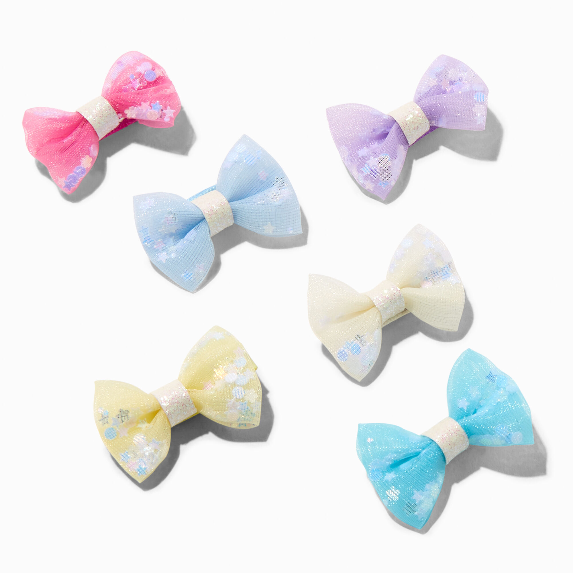 View Claires Club Pastel Star Sequin Hair Bow Clips 6 Pack information