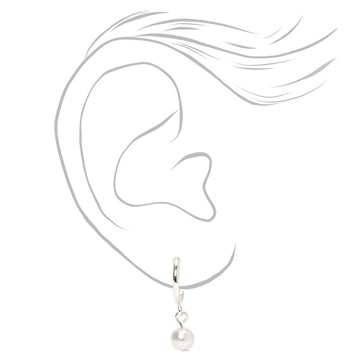 Silver Cross, Pearl, &amp; Heart Clip On Huggie Hoop Earrings - 3 Pack,
