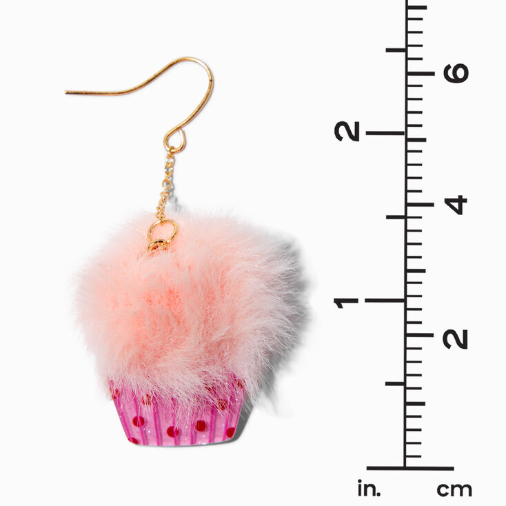Pink Cupcake Pom Pom 2&quot; Drop Earrings,