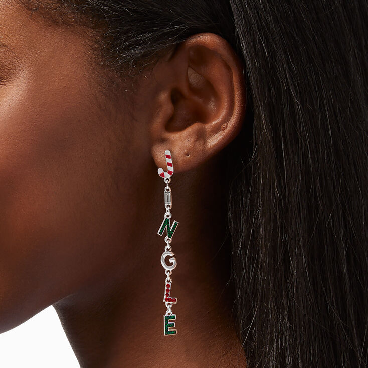 Jingle Bells 3&quot; Linear Drop Earrings,
