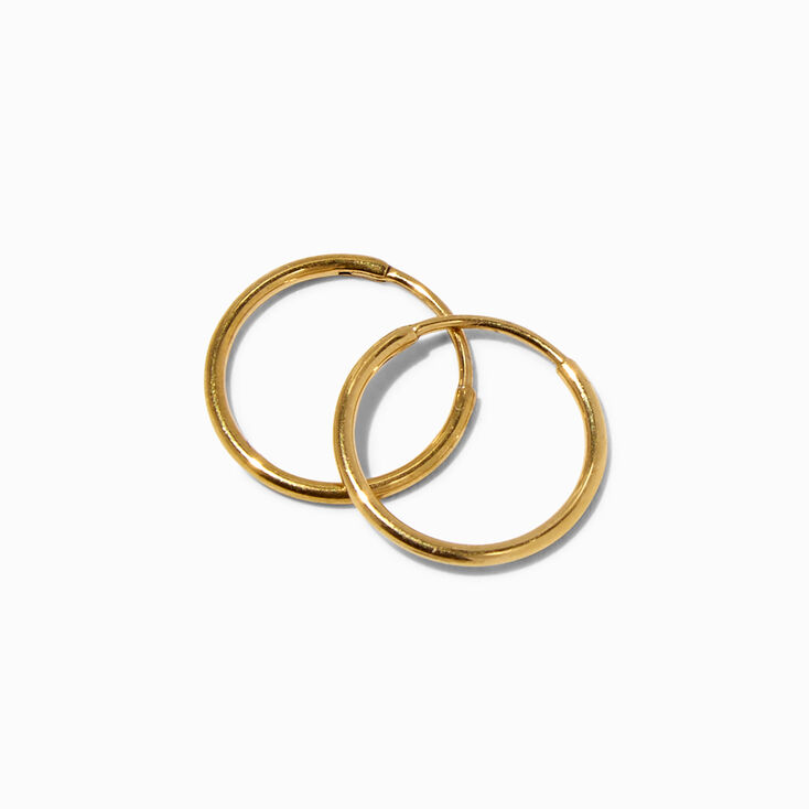 Gold Titanium 12MM Endless Hoop Earrings,