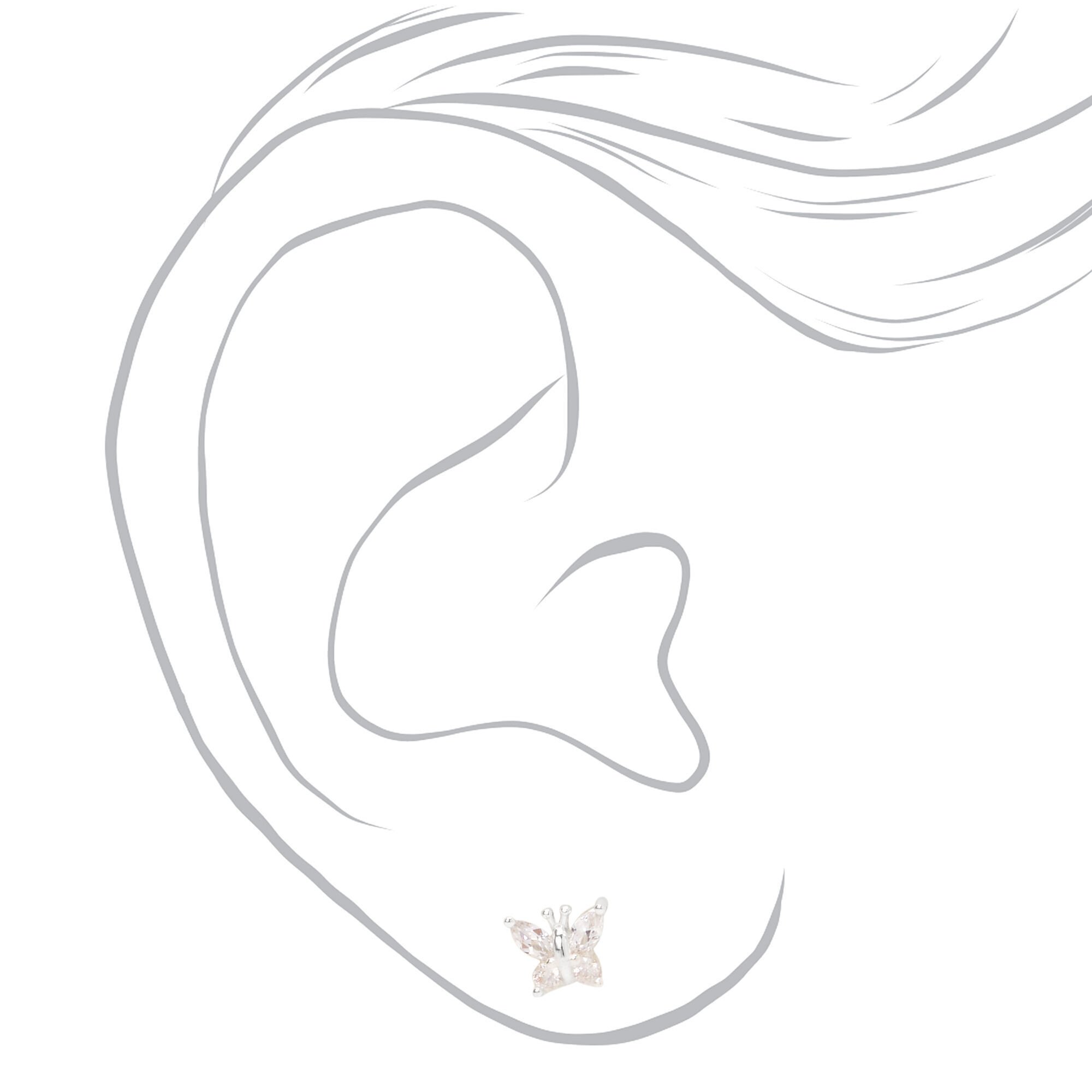 C LUXE by Claire's Sterling Silver Cubic Zirconia Butterfly Stud Earrings,