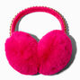 Cache-oreilles en fausse fourrure rose vif,