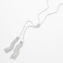 Silver Double Tassel Twisted Rope Long Necklace,