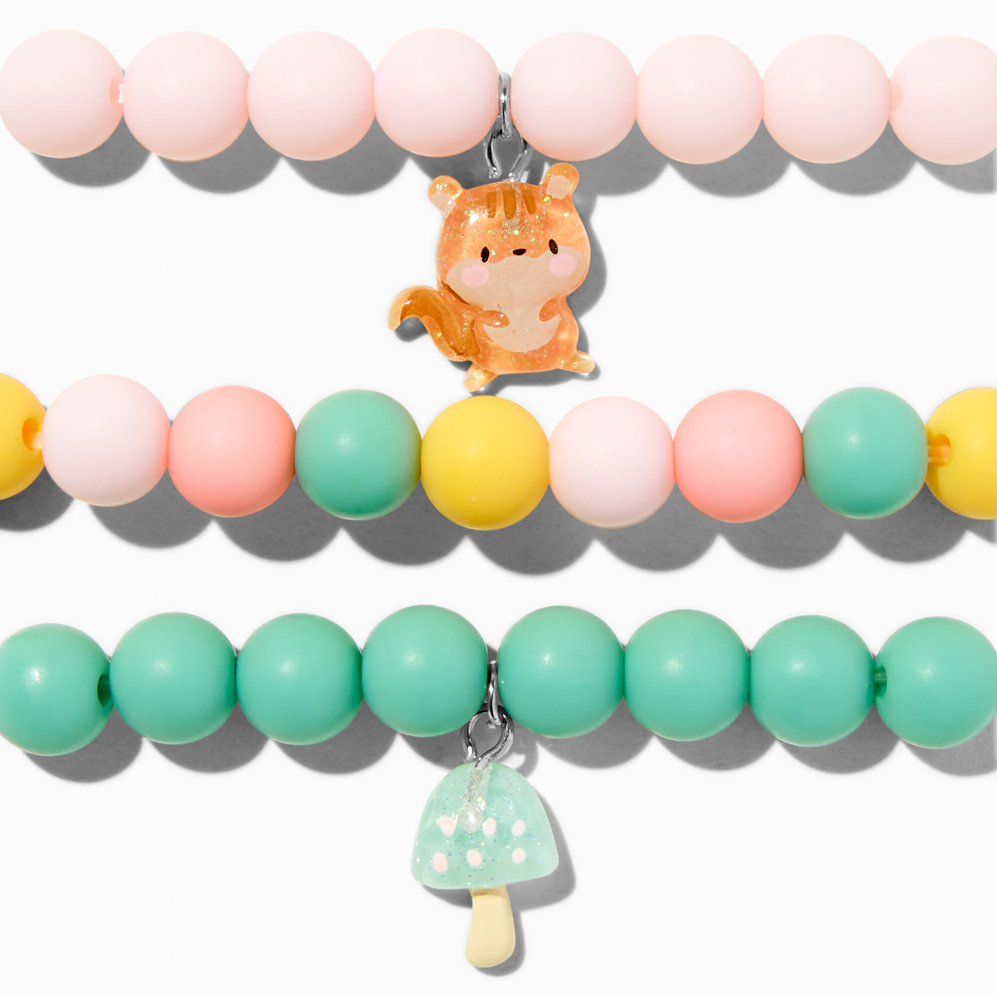 Bracelets élastiques perlés petits animaux de la forêt Claire's Club - Lot de 3,