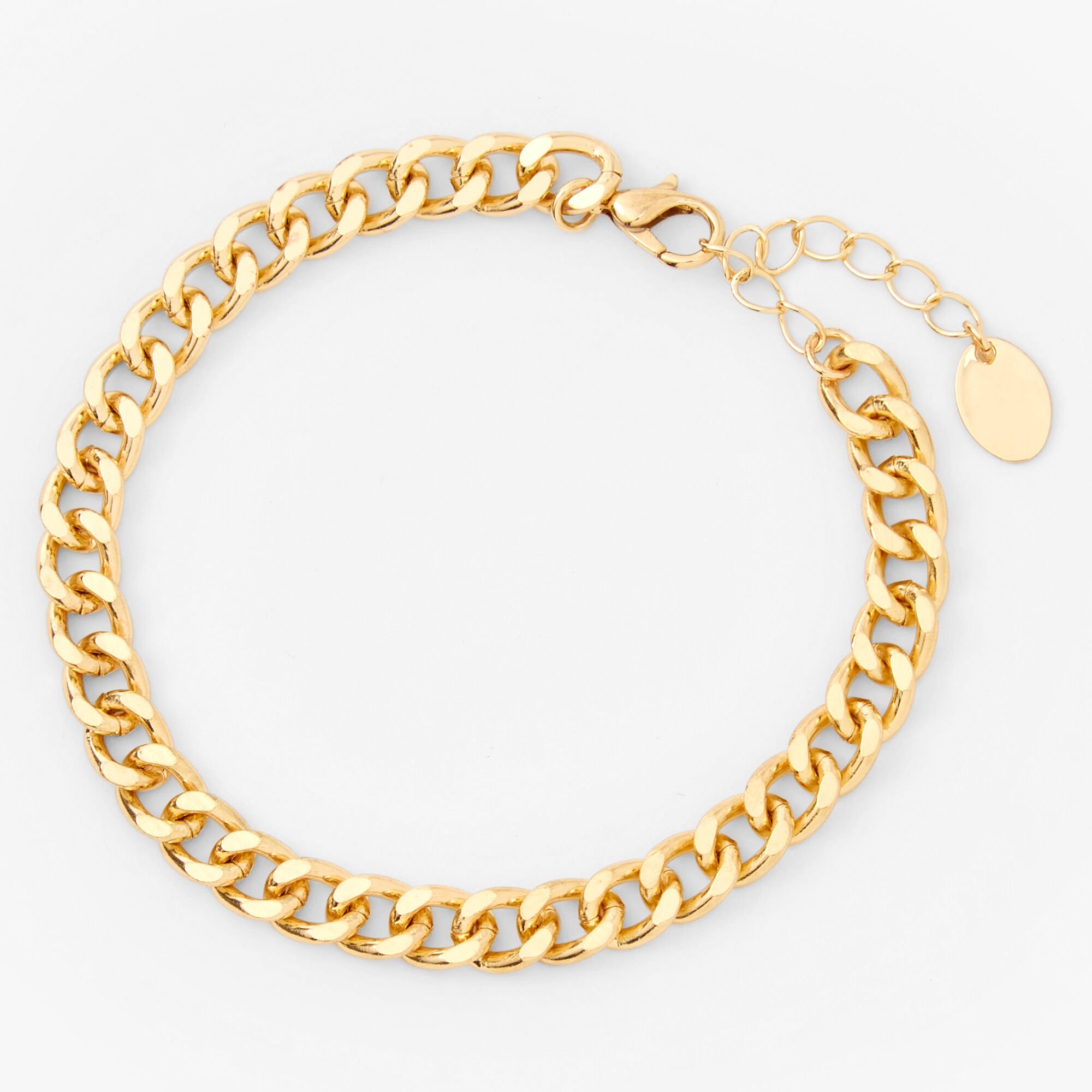 View Claires Tone Chunky Curb Chain Link Bracelet Gold information