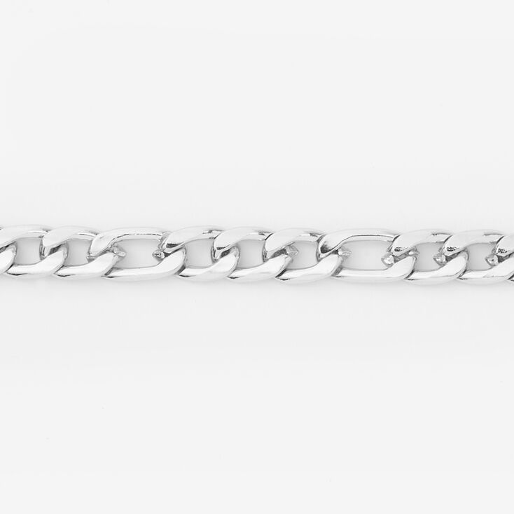 Silver Paperclip Link Figaro Chain Bracelet,