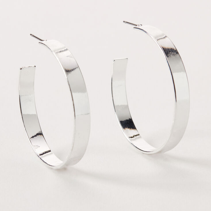 Claire's Anneaux d'oreilles épais 40 mm couleur argentée