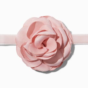 Ras-de-cou petit bouquet de fleurs satin&eacute; rose,
