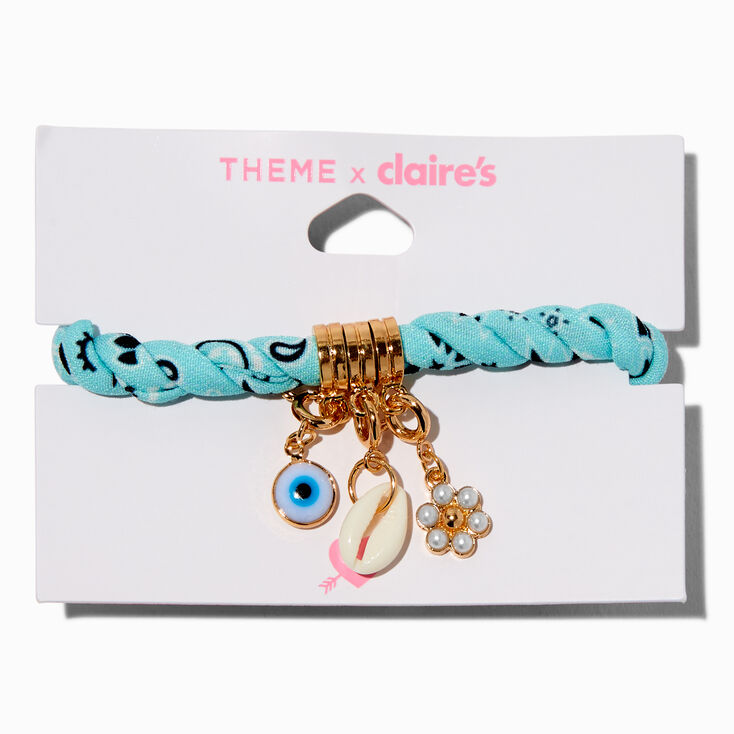 T H E M E x Claire&#39;s Light Blue Bandana Rope Charm Bracelet,
