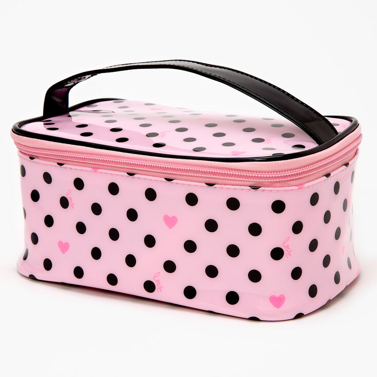 Polka Dot Hearts Makeup Bag - Pink,