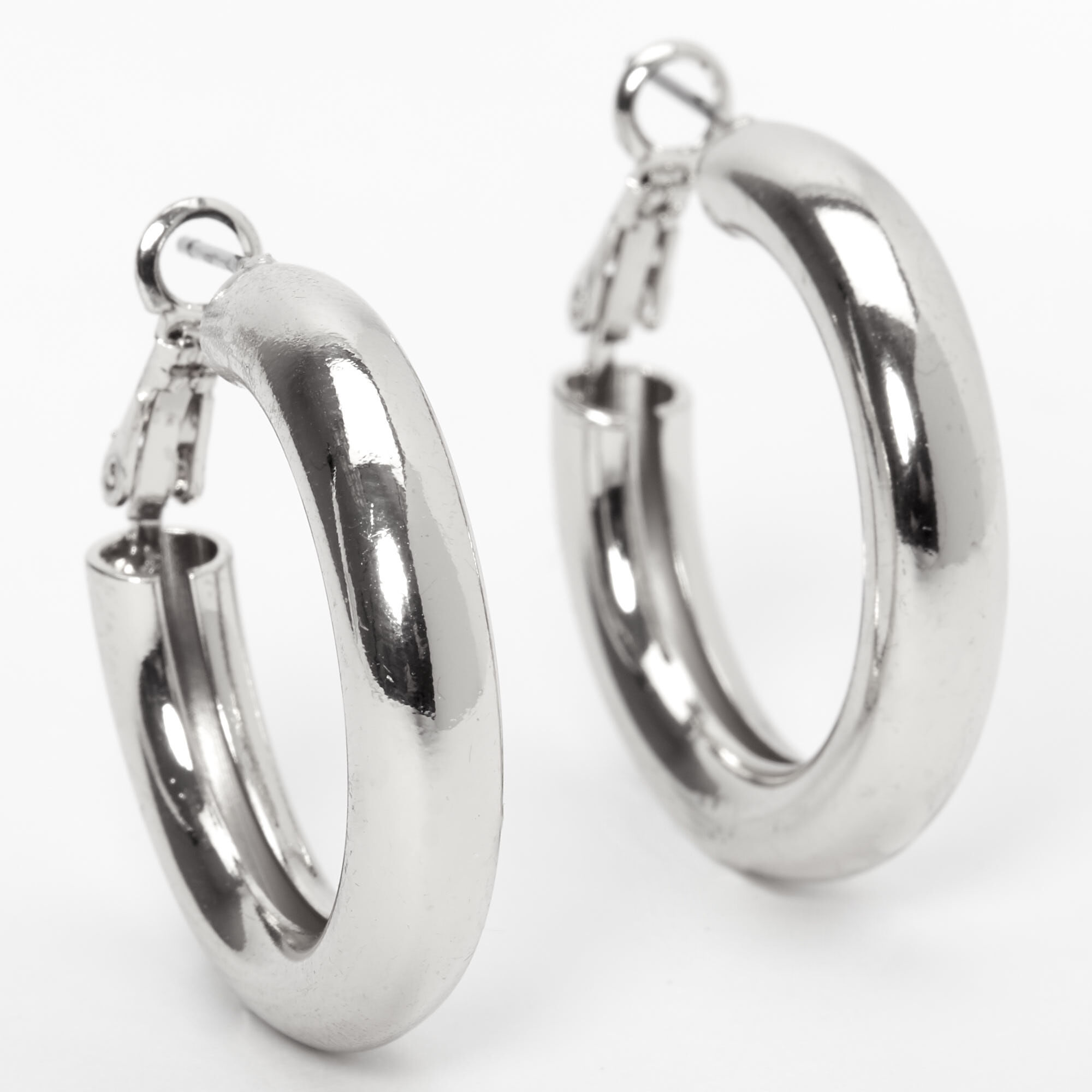 View Claires Tone 30MM Tube Hoop Earrings Silver information