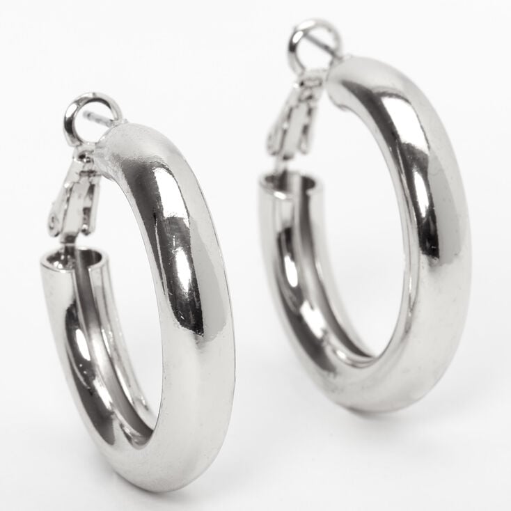 Silver 30MM Tube Hoop Earrings,