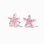 Crystal Studded Pink Starfish Stud Earrings,