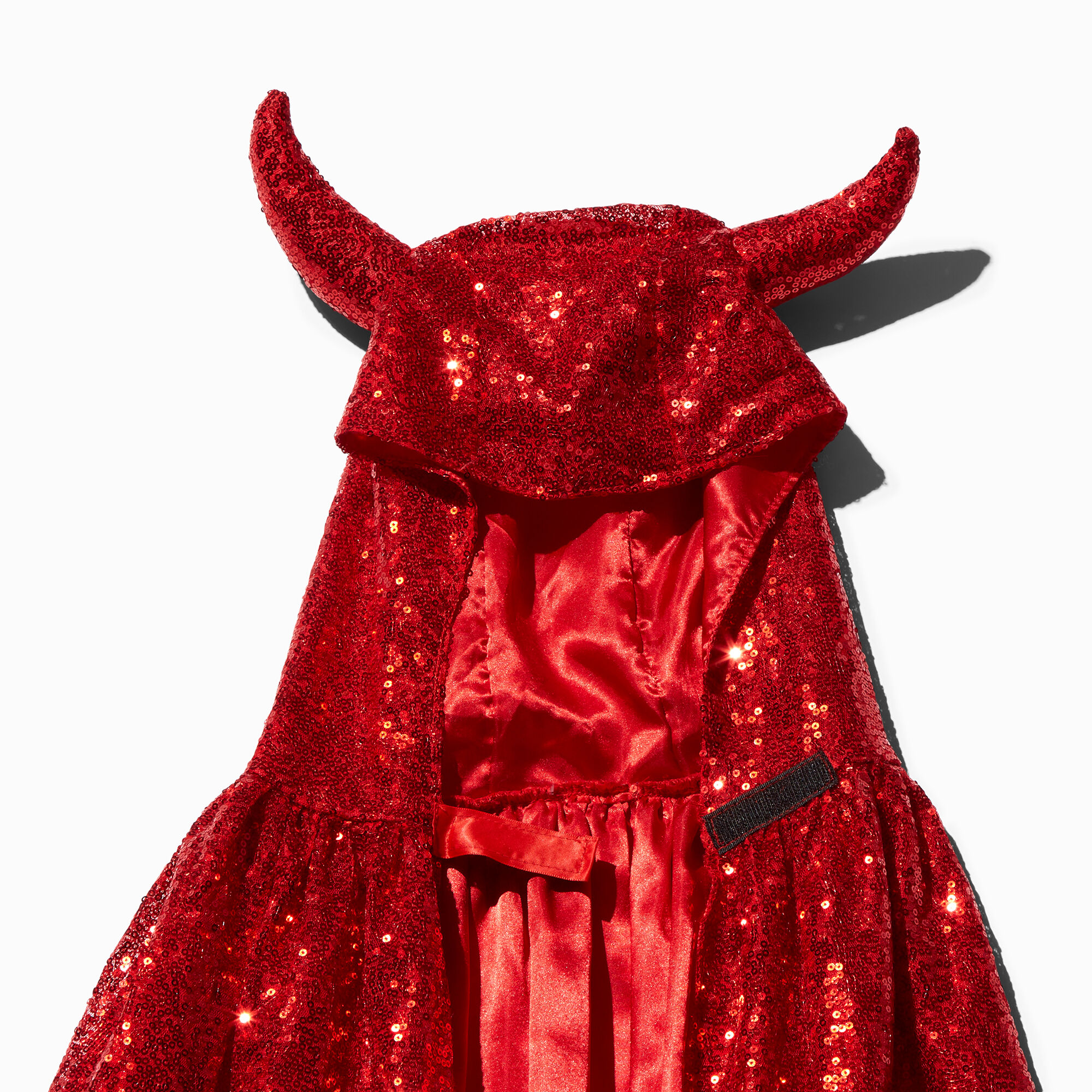 Cape paillettes rouges cornes de diable,
