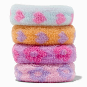 Pastel Print Rolled Hair Ties - 4 Pack,