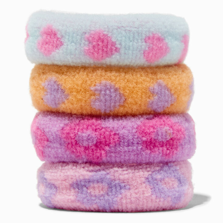 Pastel Print Rolled Hair Ties - 4 Pack,