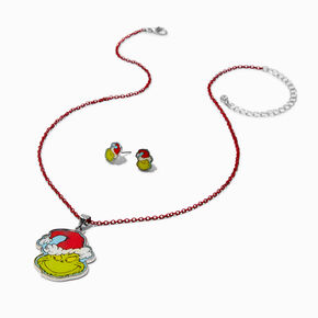 Dr. Seuss&trade; The Grinch Santa Necklace &amp; Earrings Set,