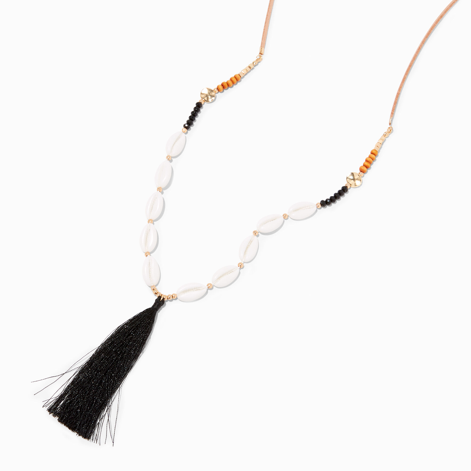 Black Tassel Cowrie Shell Y Neck Chain Necklace