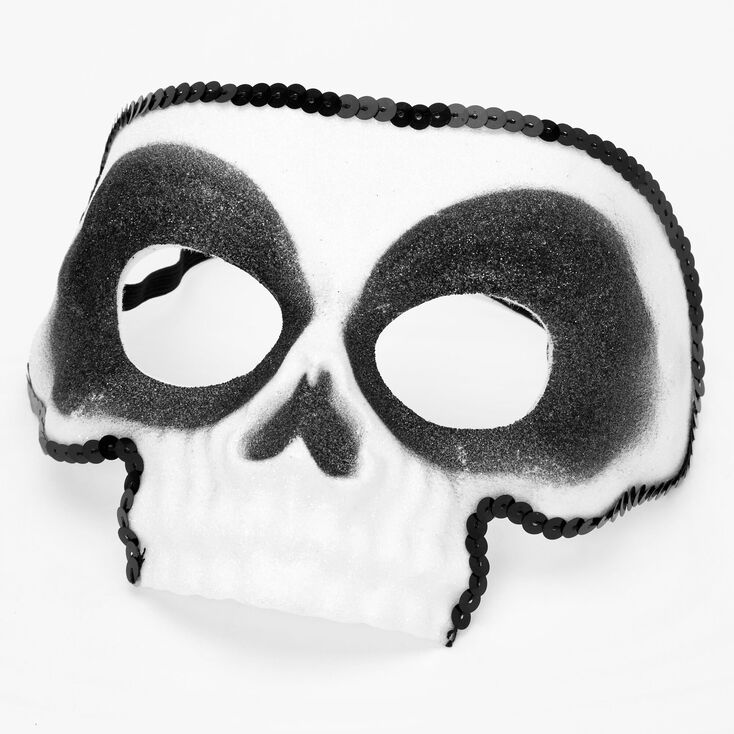 Halloween Glitter Skeleton Mask - White,
